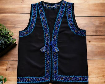 Handmade Hutsul Kiptar, Vest with Colorful Embroidery, Men&#39;s vest