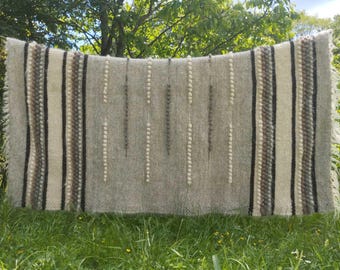 Handwoven Carpathian Wool Blanket: Boho Ethnic Throw