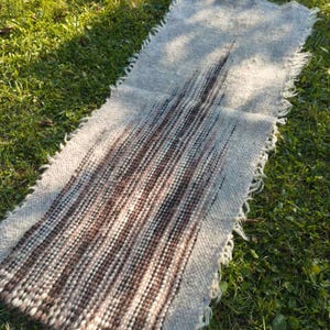Wool Rug 186×70cm, Neutral Tones, Bedside Rug