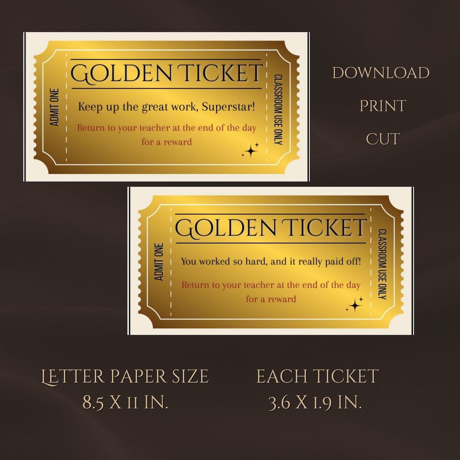 Classroom Golden Tickets, Teacher Class Reward System, Instant Download ...