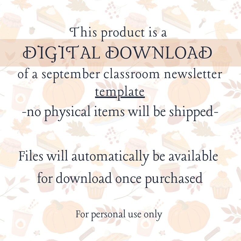 September Class Newsletter Template, Autumn & Leaves, Instant Download ...