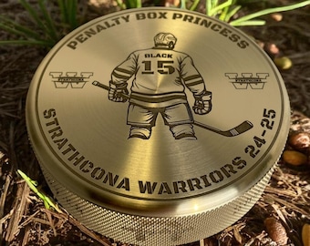 Custom Brass Hockey Puck: Personalized Hockey Gift, Trophy Idea