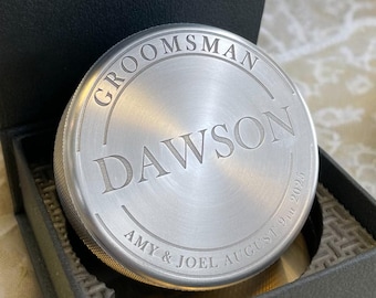 Luxury Engraved Hockey Puck Groomsmen Gift Personalized Best Man Wedding Favor Custom Sports Keepsake Hockey Wedding Party Gift