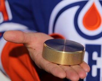 Custom Brass Hockey Puck: Personalized Hockey Gift, Trophy Idea