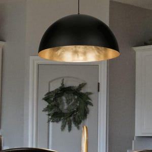 Black Dome brass Pendant Light for Kitchen Island Hanging Ceiling Light Fixture; Modern Handmade Pendant Lamp for Dining Room or Bar