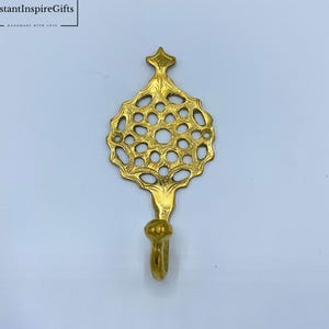Moroccan Brass Wall Hooks – Handmade Unlacquered Brass Hooks for Coat, Towel, brass hook, and Hat Rack Storage
