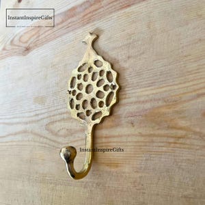 Unique Brass Wall Hooks - Hand-Etched Coat Rack - Vintage Style Hat Hooks - Functional Home Decor Accent