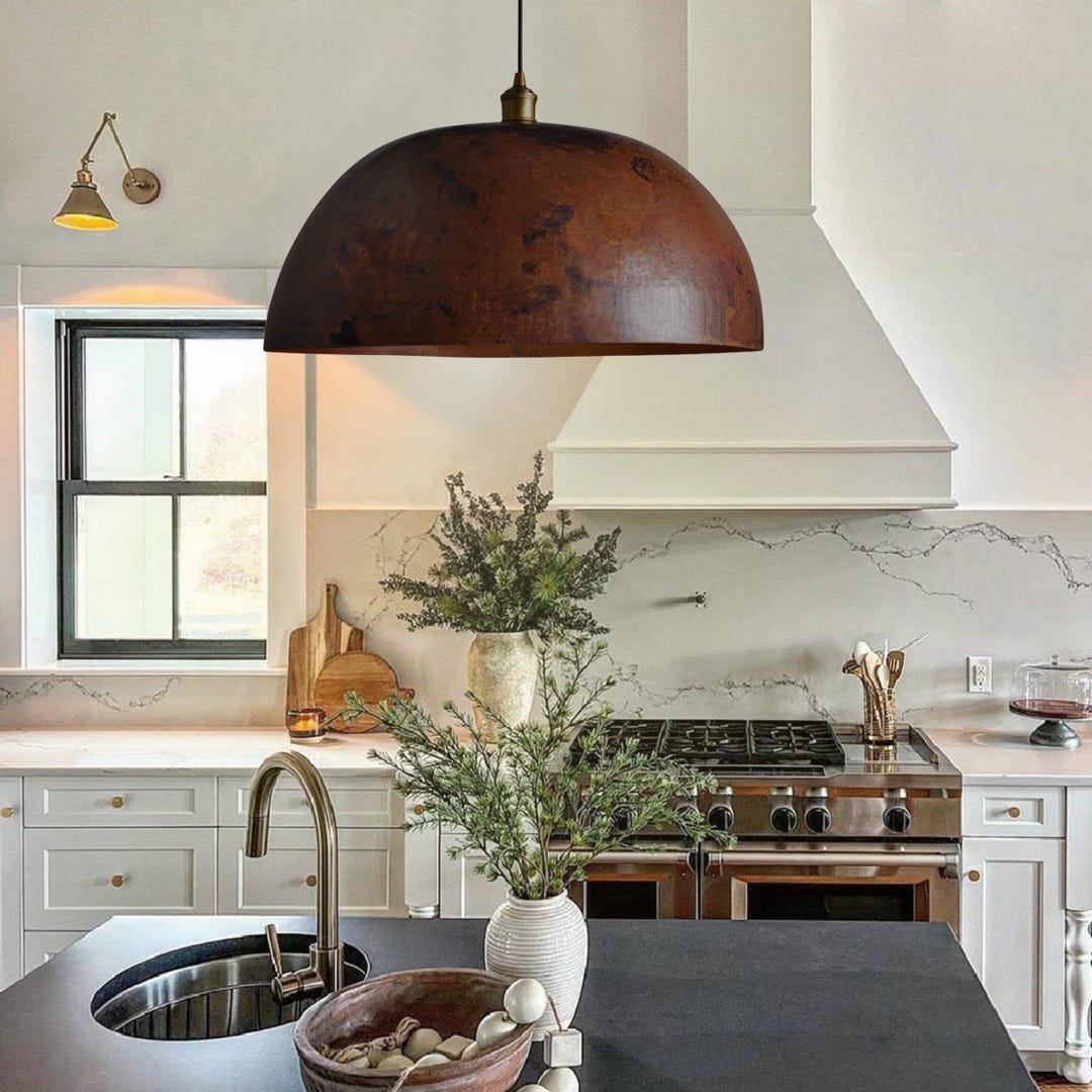 Photo inspiration: Gallery Detail: Rustic Copper Dome Pendant Light Hammered Kitchen Island Lighting