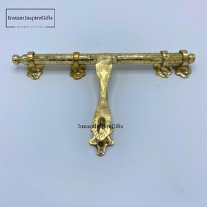 Boulon en laiton marocain authentique | Quincaillerie de porte vintage | Loquet gravé à la main | Serrure de porte de ferme rustique