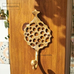Moroccan Brass Wall Hooks – Handmade Unlacquered Brass Hooks for Coat, Towel, brass hook, and Hat Rack Storage