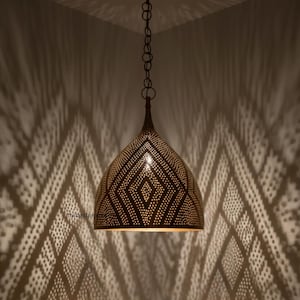 Moroccan Brass Pendant Light, Handmade Ceiling Lamp, Dining Room Kitchen Island Dome pendent lights