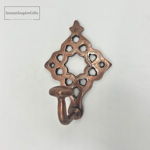Hand-Cut Brass Wall Hooks | Rustic Copper Tone Finish | Decorative Leafy Design | Vintage Style Entryway Hooks