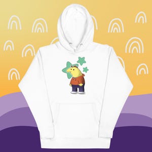 Sudadera con capucha con gráfico de Charlie Chillin de Smiling Friends, gráfico de Smiling Friends, sudadera con capucha casual para nadar para adultos, estética de nueva escuela/dibujos animados