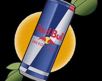 Energy Drink Graphic T-Shirt, Casual Tee, New School Cartoon Aesthetic, Red Bull Short Sleeve, Street Fashion Top, Trendy Tee