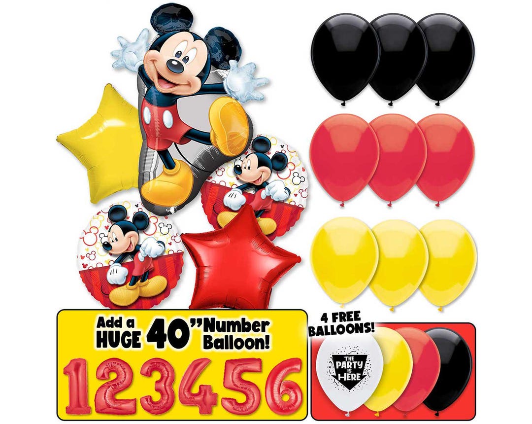 Mickey Mouse Birthday Balloon Kit: Red, Black & Yellow Party Decor - Etsy