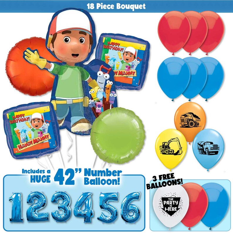 Handy Manny Happy Birthday Deluxe Balloon Bouquet - Add a Large 42 ...