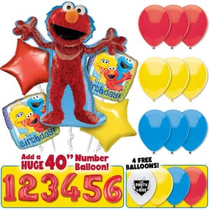 Elmo Balloon Bouquet: Sesame Street Party Decoration Kit