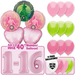 Wicked Balloons Kit - Glinda Popular Pink Birthday Party Balloons w/ Optional Jumbo Pastel Pink Number Age Foil Balloon Decoration Supplies