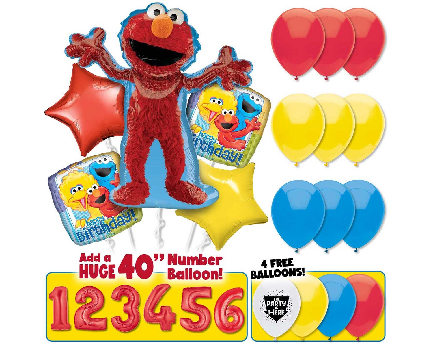 Elmo Sesame Street Birthday Balloons Party Kit - Kids Party Decor ...