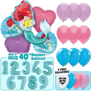 Little Mermaid Balloon Kit: Ariel Party Decorations with Teal Number Option
