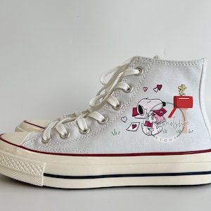 Custom Dog Embroidered Chuck Taylor Converse Shoes Valentine Vibes Embroidered Sneakers Birthday Gift For Her