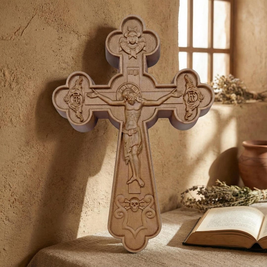 Wooden Carved Handmade Christian Cross No2. Byzantine Greek Orthodox ...