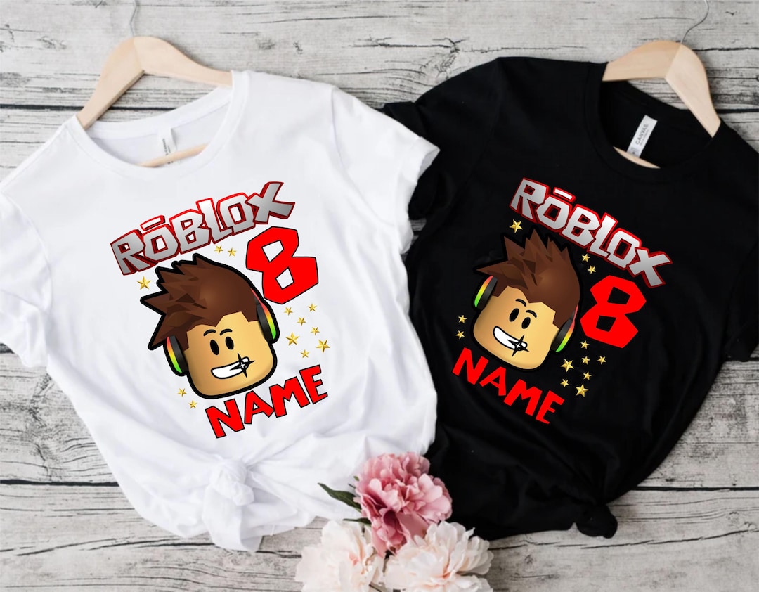 Personalised ROBLOX Birthday Name T-shirt, Custom Roblox Birthday T-shirt,  Personalized Birthday Tees, Birthday Roblox Roblox Family T-shirt