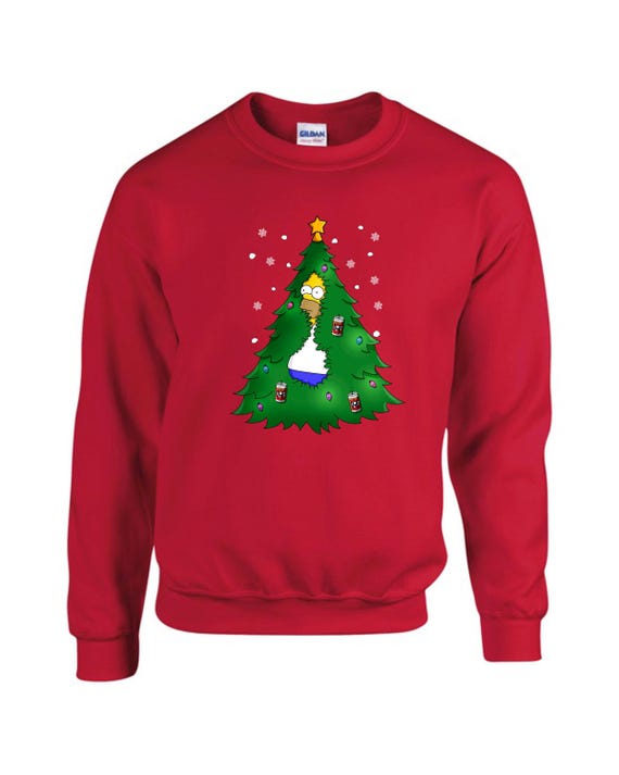 Homer Christmas Tree Bushes Sweatshirt, Christmas Tree Jumper, Homer  Simpson Top, Christmas Gift, Simpson Sweatshirt, Xmas Tee Top