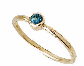 You Are My Wishing Star_ Dainty Engagement Ring | 14K Yellow Gold Engagement ring | Teal Blue Green Montana Sapphire engagement ring