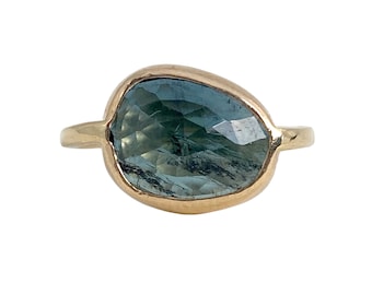 Amphitrite Goddess Ring | Low Profile Rosecut Blue Topaz Bezel Setting