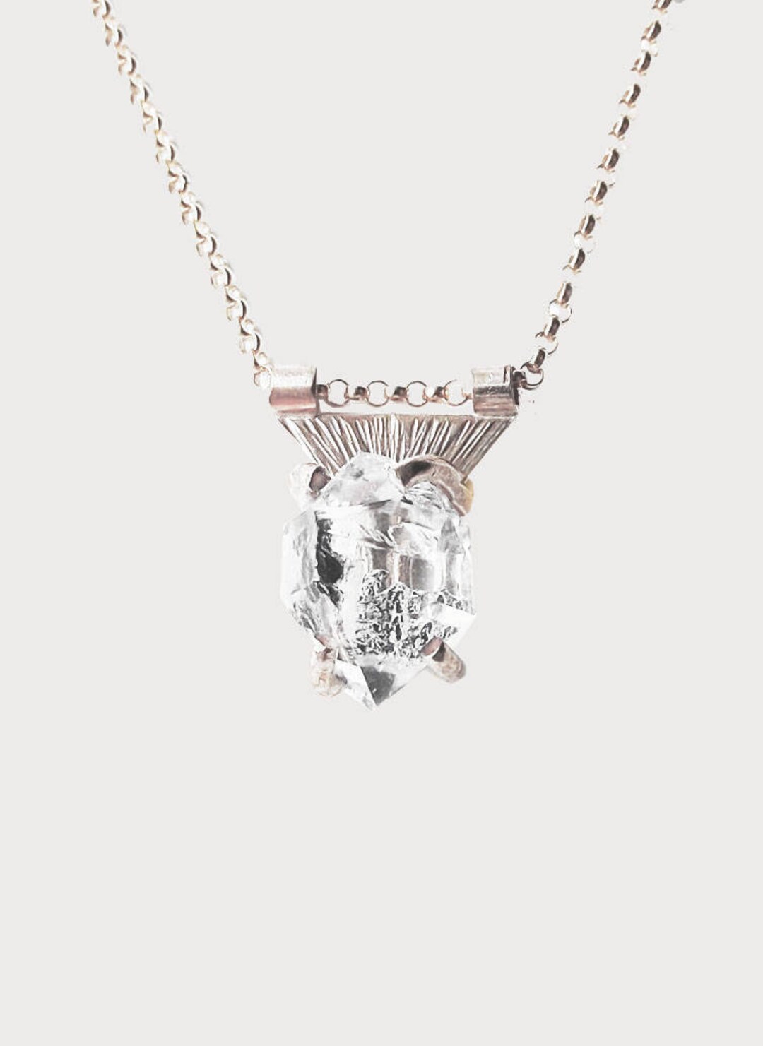 Starborn Herkimer Diamond Sterling Silver Pendant - Large, 37mm, Spiral Design