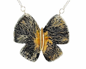 Mariposa Nocturna | Moth Butterfly necklace | 14K Gold and Silver