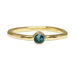 You Are My Wishing Star_ Dainty Engagement Ring 14K Yellow Gold Engagement ring Teal Blue Green Montana Sapphire engagement ring image 2