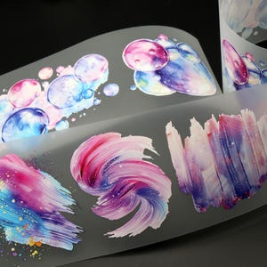 Taśma PET Pastel Watercolor | Taśma PET Watercolor Splashes Bubble Brush wb04