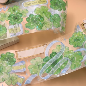 PET-tape klavertje vier | botanisch bladeren groen tuin natuurthema PET-tape wb04