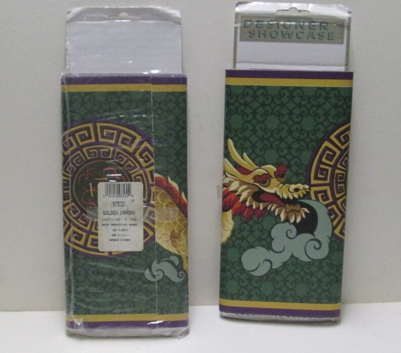 Wallpaper 1 Rolls 15ft Chinese Dragon Wallpaper Border for Scrapbook Junk Journals Scrap Pack Decals Crafts Green Wine Gold Imaginary Asian image 3