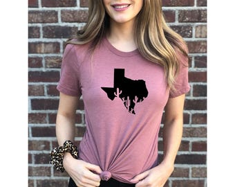 Texas Map Silhouette Shirt, Texas Cactus Shirt, Texas Shirt, Texas Home Shirt, Texans Gift,