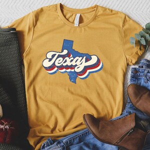 Camiseta retro de Texas, camiseta de Texas, camiseta con silueta del mapa de Texas, regalo de los tejanos, camiseta retro