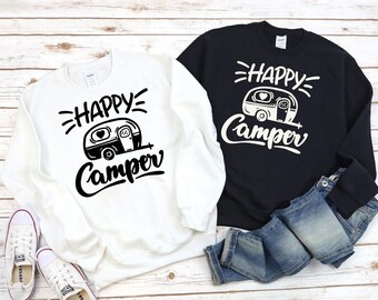 Happy Camper-shirt voor vrouwen, Happy Camper, cadeau voor haar, camperreisshirt, zomer-T-shirt, reisshirt