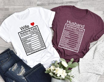 Camisetas con información nutricional para esposo y esposa, camisetas divertidas para parejas, regalo para esposa, regalo para esposo, aniversario de bodas, camisetas con información nutricional