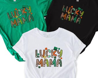 Lucky Mama Shirt, St. Patricks Day Shirts for Mom, Womens St Patricks Day T-shirts, Irish Tees, Irish Day, One Lucky Mama Tee