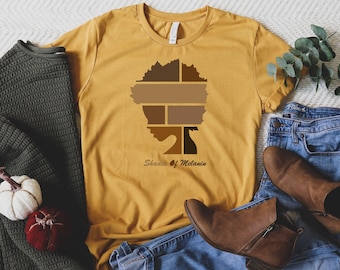 Camiseta con tonos de melanina, camiseta de chica negra con melanina nubia, camiseta Juneteenth, camiseta afroamericana, camiseta de reina negra, camiseta de mujer afro
