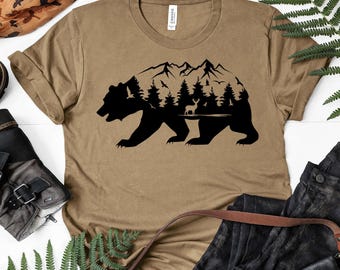 Mountain Bear Sweatshirt, Wanderlust Shirt, Mountain Shirt, Camping Shirt, Bear Shirt, Camping Shirt, Outdoor Shirt, Wilderness Travel Tee,