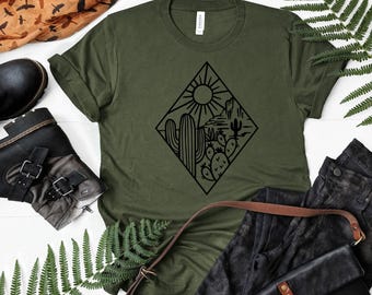 Kaktus Pflanzen Shirt für Frauen, Wüstenshirt, Kaktus Shirt, süßes Kaktus Shirt, Kaktus Szene Shirt, Wüsten Abenteuer Shirt, Arizona Shirt,