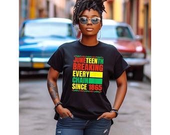 Camiseta de Juneteenth, camiseta de Rompiendo todas las cadenas desde 1865, camiseta de Historia Negra, camiseta de Black Lives Matter, camiseta de Independencia Afroamericana