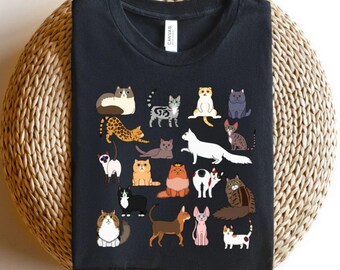 Doodle Cat Theme Shirt,Cat Shirt, Cottage Core, Aesthetic Shirt, Birthday Shirt, Cat Sweatshirt, Gift For Cat Lover,  Animal Lover Shirt