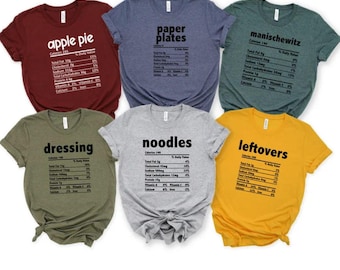 Thanksgiving Food Shirt, Nutrition Thanksgiving Shirts, Holiday Family Group Shirts, Thanksgiving Shirts, Thanksgiving Party Outfit,
