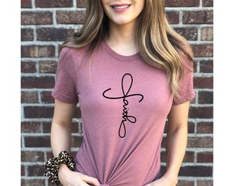 Faith T-shirt, Jesus, Christian Shirt, Faith Shirt, Vertical Cross, Cross, Faith Cross, Religious Shirt, Church, Disciple, Love,Grace, Faith