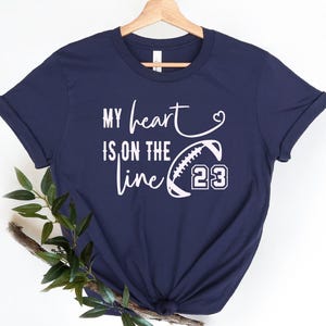 Customized Football Shirt, My Heart Is On The Line T-Shirt, Your Name Football, Football Shirt - Game Day Shirt - Football Season Tee