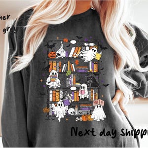 Ghost Reading Books Sweatshirt, Halloween Teacher Sweatshirt,Librarian Ghost Halloween,  Teacher Gift, Boo School,Halloween Shirt,